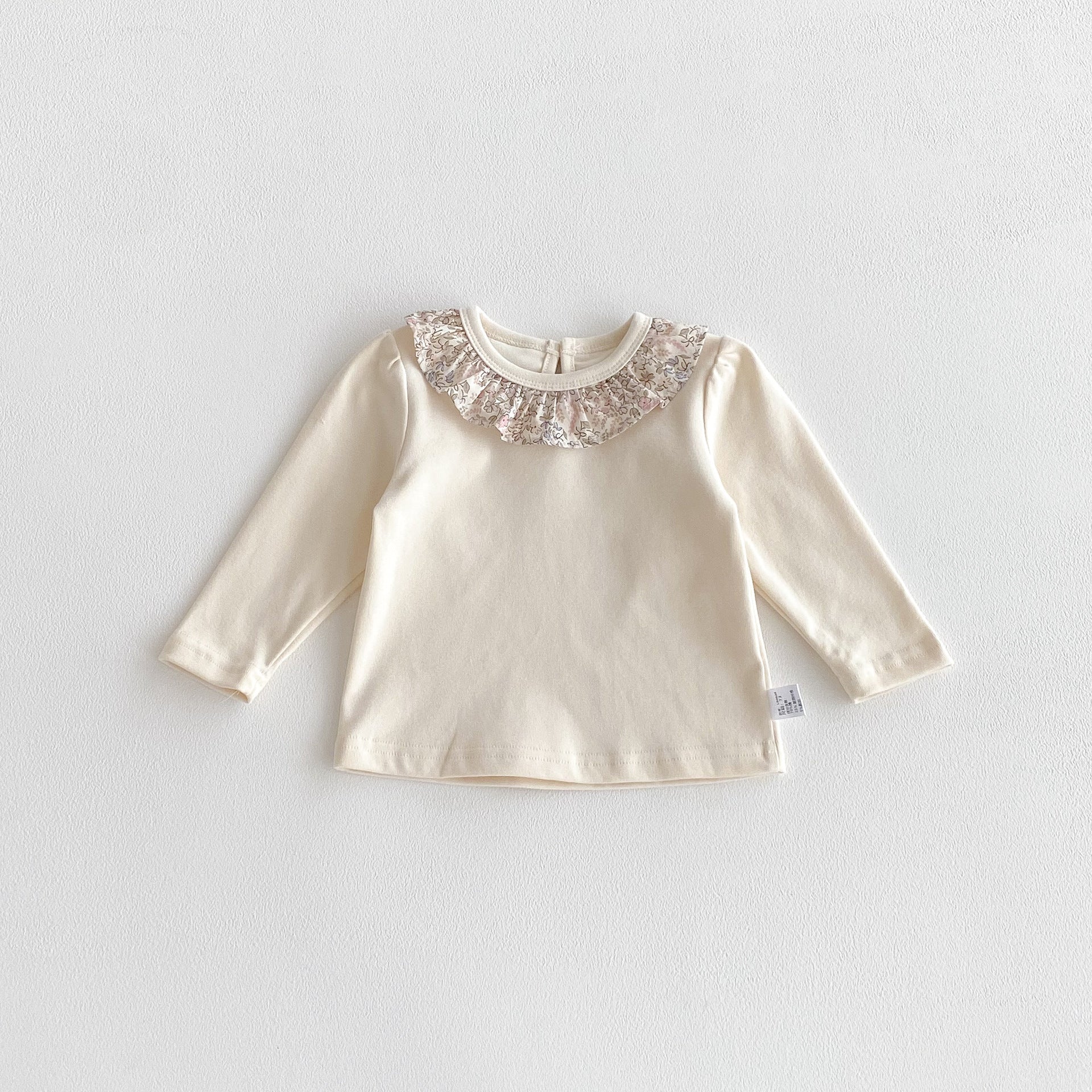 Autumn Arrival Baby Girls Flowers Pattern Collar Long Sleeves Top, MyKids-USA®, Baby & Toddler Tops, MyKids-USA - Size/Age - 73 (6-9M) - Color - Beige -  -  - TR2509172346-A