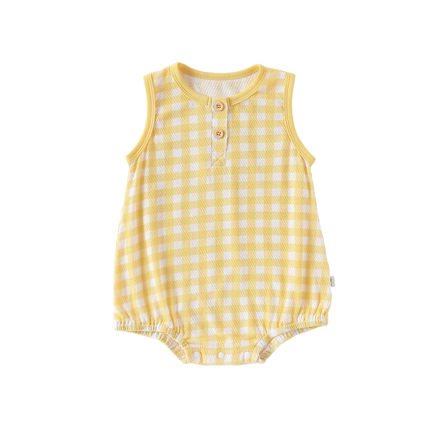 Summer Arrival Baby Boys and Girls Sleeveless Plaid Pattern Bodysuit, MyKids-USA®, Bodysuits, MyKids-USA - Size/Age - 66 (3-6M) - Color - Yellow -  -  - TR2604262337-D.