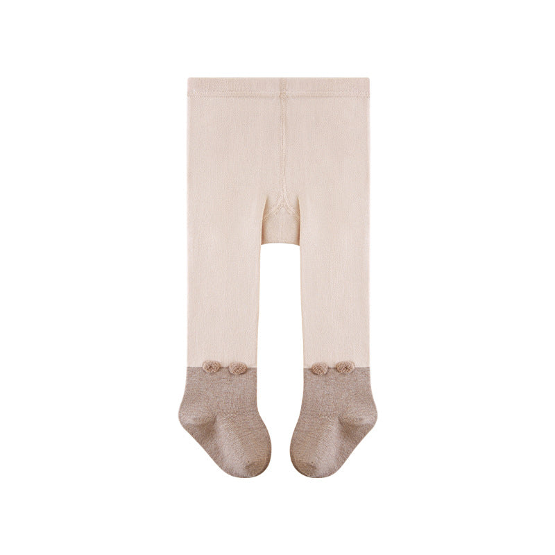 Autumn and Spring Baby Girls Breathable Color Patchwork Cute Leggings, MyKids-USA®, Leggings, MyKids-USA - Size/Age - S (6-12M) - Color - Khaki -  -  - TR2601241618-B.