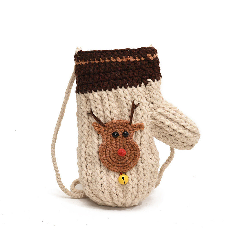 Cute Glove-Shaped Knitted Crossbody Bag, MyKids-USA®, Gloves, MyKids-USA - Size/Age - Average Size (0-12Y） - Color - Khaki -  -  - TR2411241447-B.