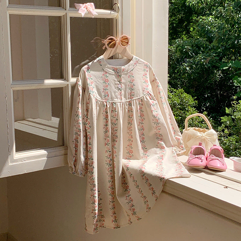 Arrival Autumn Girls Cute Flowers Striped Pattern Long Sleeves Crew Neck Loose Dress, MyKids-USA®, Baby & Toddler Dresses, MyKids-USA -  -  -  -  -  -  - 