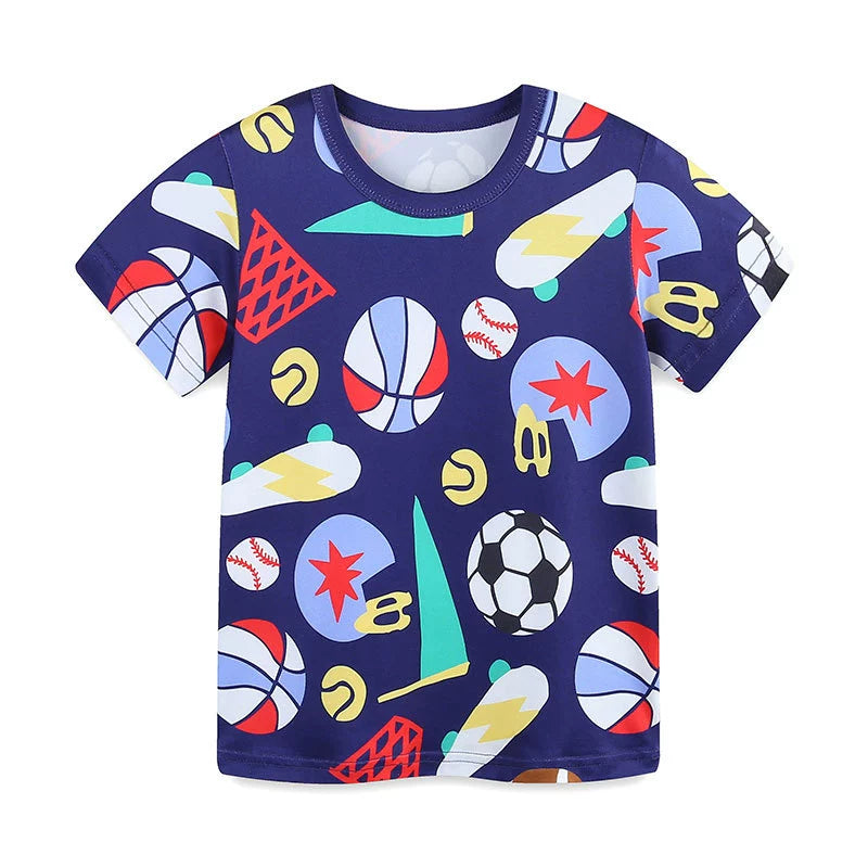 Summer Baby Kids Cartoon Sports Pattern T-shirt and Shorts Casual Clothing Set for Boys, MyKids-USA®, Baby & Toddler Outfits, MyKids-USA -  -  -  -  -  -  - 
