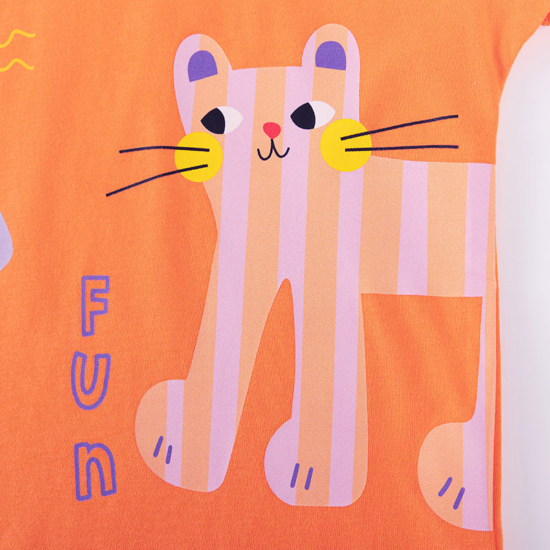 Summer Hot Selling Baby Kids Girls Short Sleeves Cartoon Pattern T-shirt and Striped Pants Clothing Set, MyKids-USA®, Baby & Toddler Outfits, MyKids-USA -  -  -  -  -  -  - .