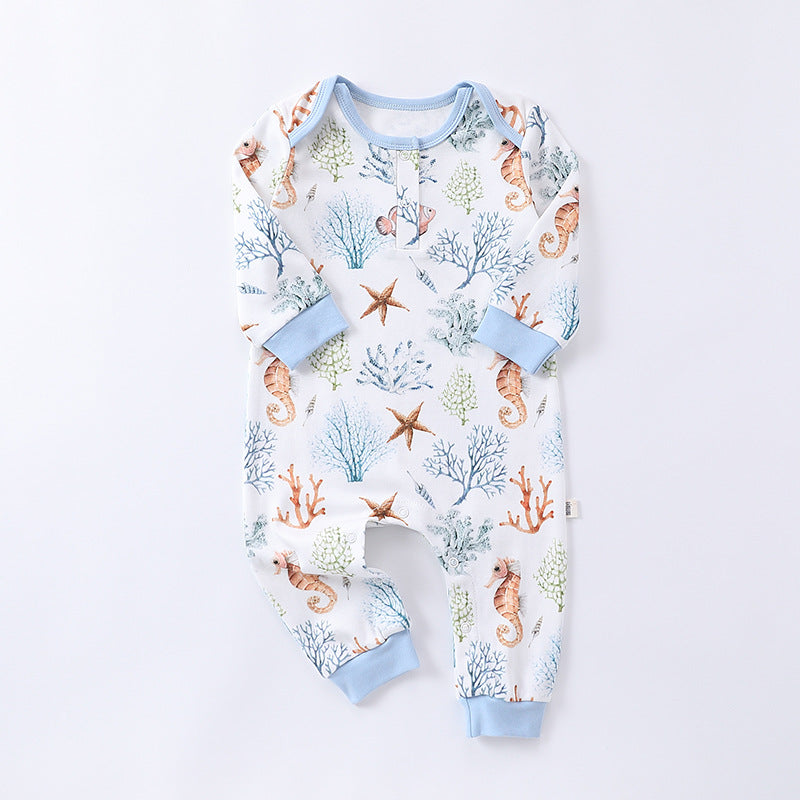 Autumn and Spring Arrival Baby Unisex Animals Pattern Long Sleeves Crew Neck Rompers, MyKids-USA®, Baby One-Pieces, MyKids-USA - Size/Age - 66 (3-6M) - Color - Blue -  -  - TR2408131504-B