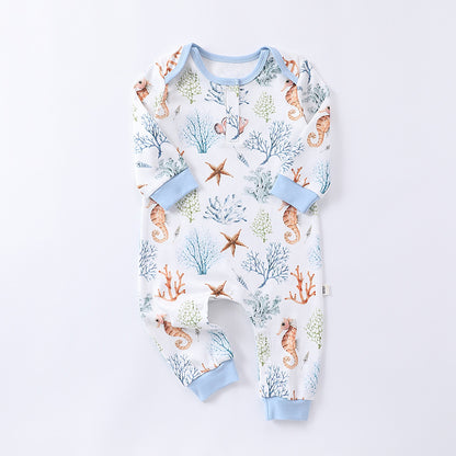 Autumn and Spring Arrival Baby Unisex Animals Pattern Long Sleeves Crew Neck Rompers, MyKids-USA®, Baby One-Pieces, MyKids-USA - Size/Age - 66 (3-6M) - Color - Blue -  -  - TR2408131504-B
