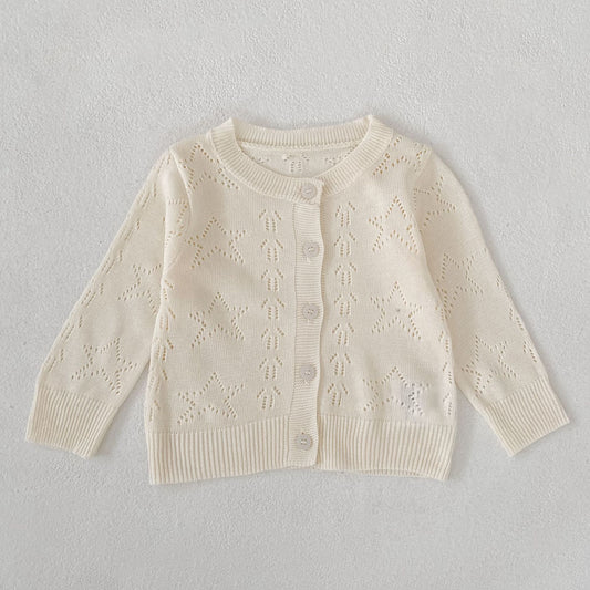 Summer Arrival Baby Unisex Comfortable Hollow-out Stars Pattern Knitted Long Sleeves Knitted Top, MyKids-USA®, Sweaters, MyKids-USA - Size/Age - 66 (3-6M) - Color - Beige -  -  - TR2604182351-A.