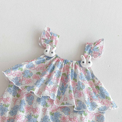 Summer Arrival Baby Girls Cute Floral Sleeveless Ruffle Design Onesies, MyKids-USA®, Baby One-Pieces, MyKids-USA -  -  -  -  -  -  - 