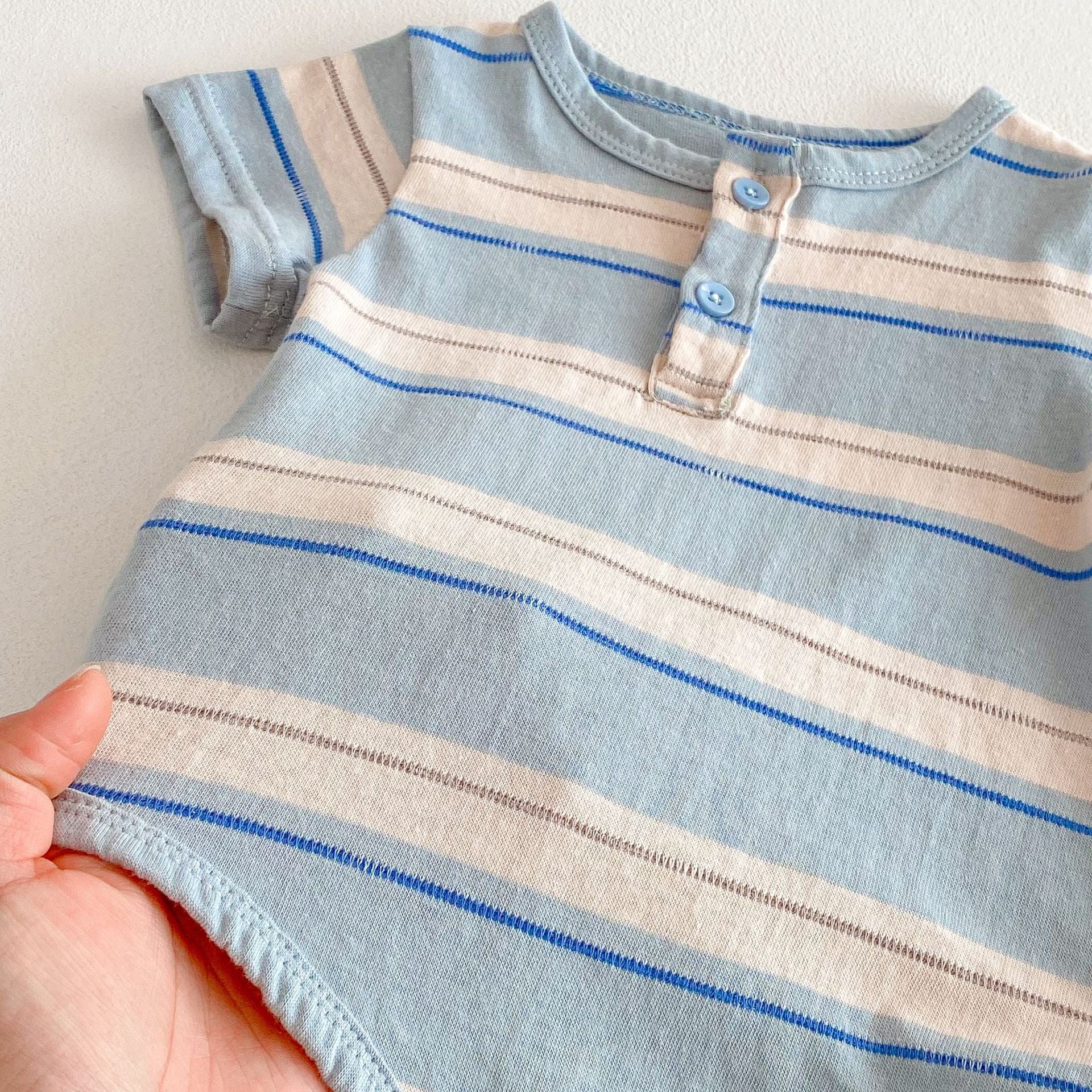 Summer Arrival Baby Boys Striped Short Sleeves Onesies, MyKids-USA®, Baby One-Pieces, MyKids-USA -  -  -  -  -  -  - 