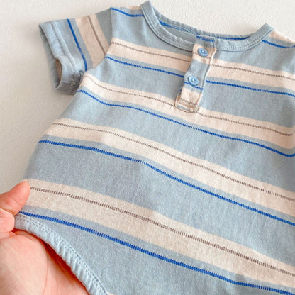 Summer Arrival Baby Boys Striped Short Sleeves Onesies, MyKids-USA®, Baby One-Pieces, MyKids-USA -  -  -  -  -  -  - 