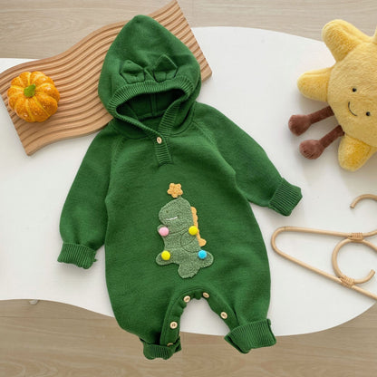 Autumn and Winter Arrival Baby Unisex Long Sleeves Cute Animals Cartoon Pattern Hooded Warm Rompers, MyKids-USA®, Baby One-Pieces, MyKids-USA - Size/Age - 66 (3-6M) - Color - Green -  -  - TR2511082358-B