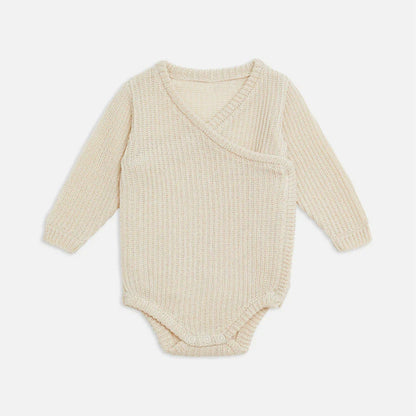 Arrival Winter and Spring Baby Unisex Casual Knitted Long Sleeves V Neck Bodysuit, MyKids-USA®, Baby One-Pieces, MyKids-USA - Size/Age - 66 (3-6M) - Color - Beige -  -  - TR2601071948-A.