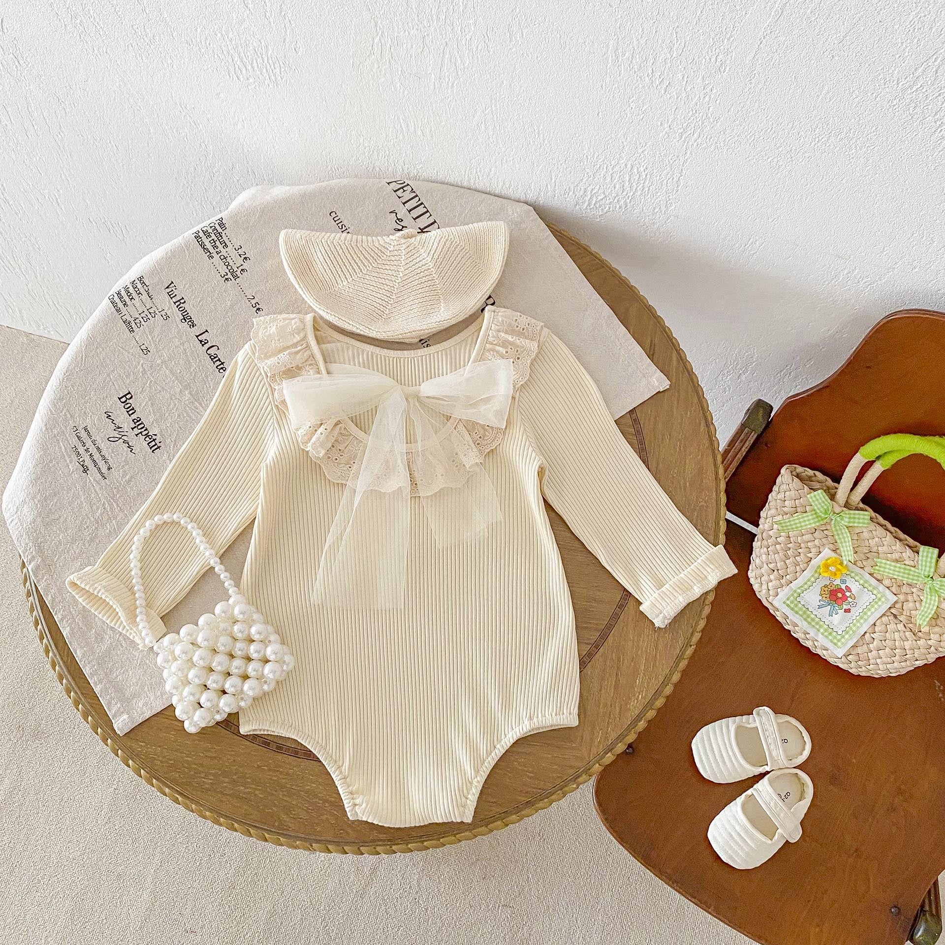 Spring Design Baby Fashion Long Sleeves V Neck Onesie For Girls, MyKids-USA®, Baby One-Pieces, MyKids-USA -  -  -  -  -  -  - 