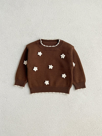 Autumn Arrival Baby Kids Girls Comfortable Knitted Long Sleeves Pullover with 3D Flowers Embroidery Pattern, MyKids-USA®, Baby & Toddler Outerwear, MyKids-USA -  -  -  -  -  -  - 