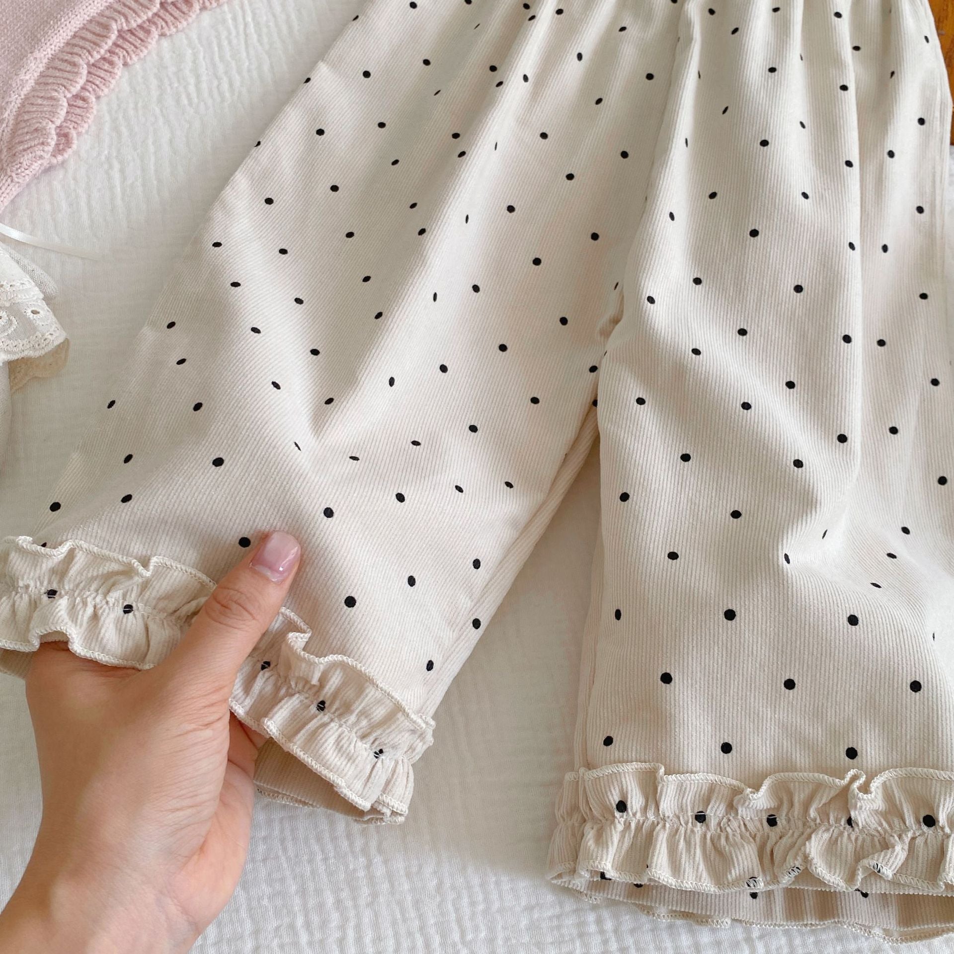 Autumn and Spring Arrival Casual Style Dots Pattern Pants for Girls, MyKids-USA®, Trousers, MyKids-USA -  -  -  -  -  -  - 