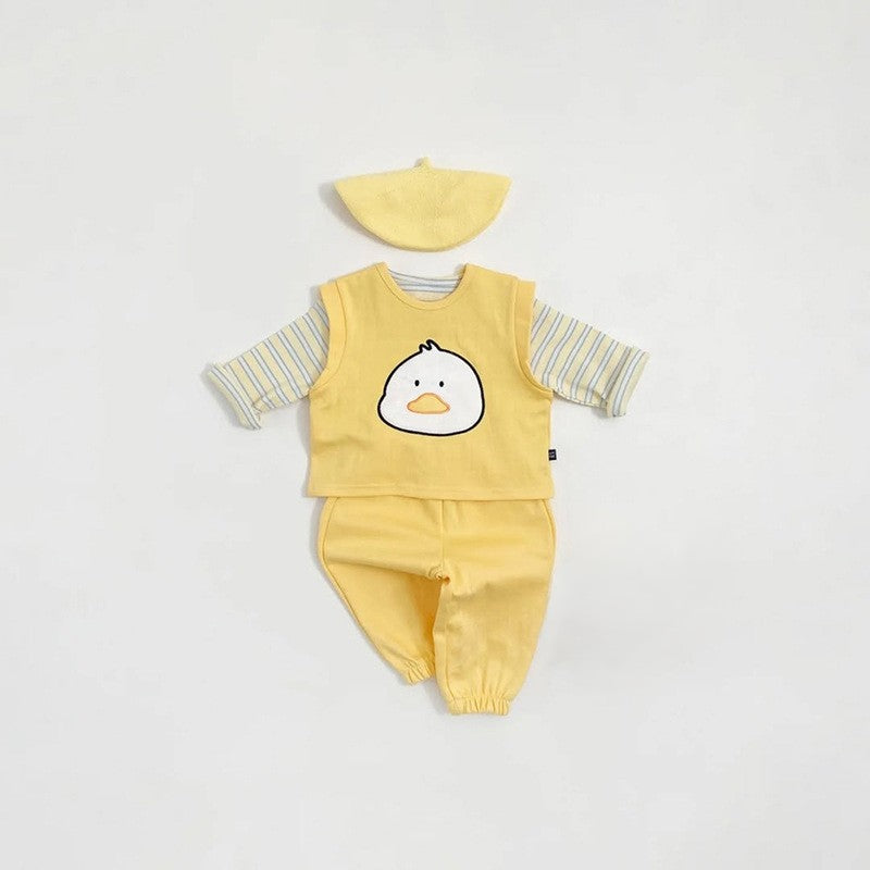Arrival Autumn Baby Kids Long Sleeves Top, Cartoon Vest and Pants Clothing Set, MyKids-USA®, Baby & Children's Outfits, MyKids-USA - Size/Age - 73 (6-9M) - Color - Yellow -  -  - TR2605272354-C.