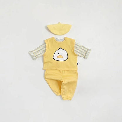 Arrival Autumn Baby Kids Long Sleeves Top, Cartoon Vest and Pants Clothing Set, MyKids-USA®, Baby & Children's Outfits, MyKids-USA - Size/Age - 73 (6-9M) - Color - Yellow -  -  - TR2605272354-C.