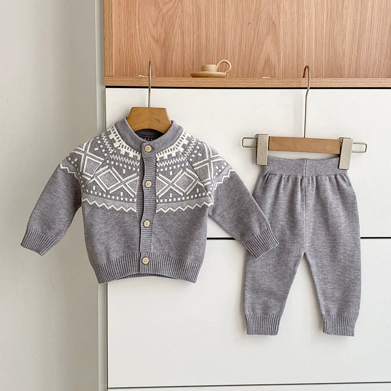 Arrival Autumn Baby Unisex Long Sleeves Geometric Pattern Knitted Top Cardigan and Long Trousers Clothing Set, MyKids-USA®, Baby & Toddler Outfits, MyKids-USA -  -  -  -  -  -  - 