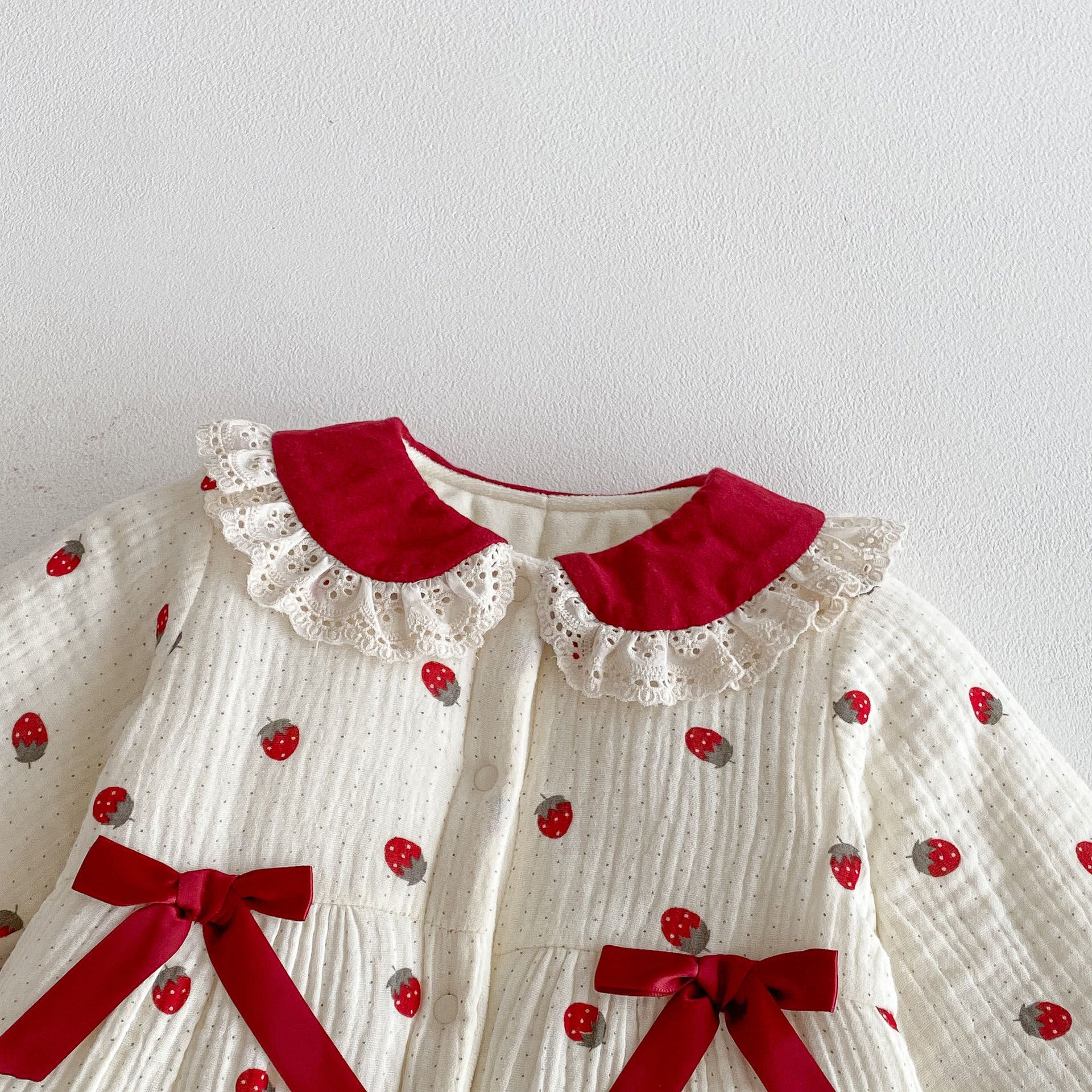 Winter Arrival Baby Girls Long Sleeves Strawberry Pattern Fleece-line Warm Rompers, MyKids-USA®, Baby One-Pieces, MyKids-USA -  -  -  -  -  -  - 