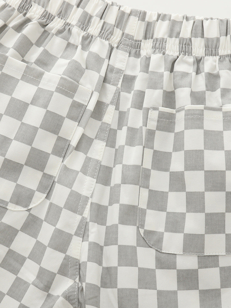 Summer Arrival Baby Kids Casual Style Plaid Shorts