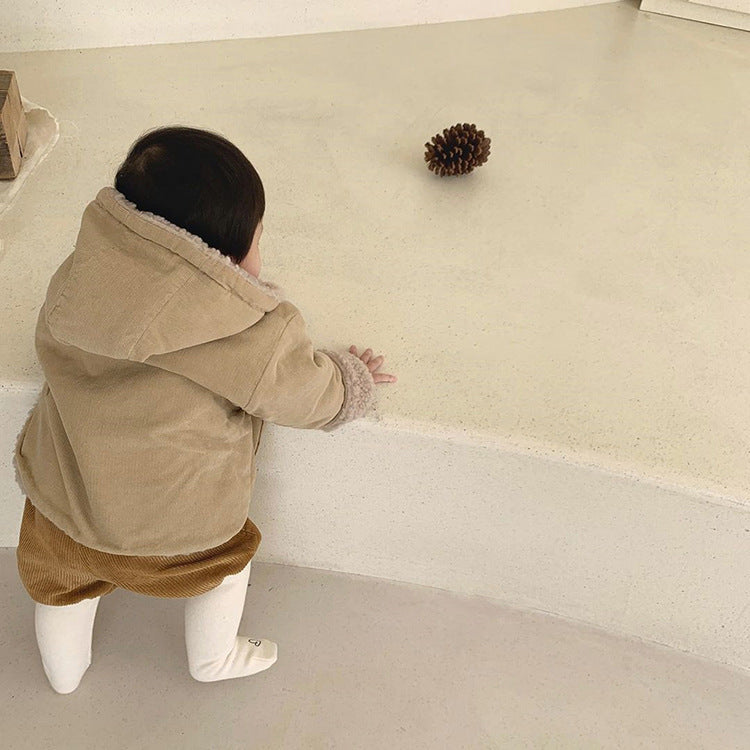 Arrival Winter Baby Kids Unisex Corduroy Fleece-Lined Hooded Coat, MyKids-USA®, Baby & Toddler Coats & Jackets, MyKids-USA -  -  -  -  -  -  - .