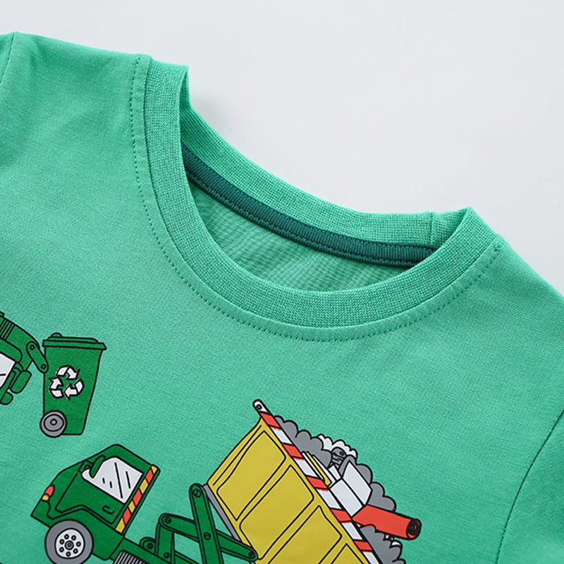 Summer Boys’ Cartoon Trucks Pattern T-shirt in European and American Style, MyKids-USA®, T-Shirts, MyKids-USA -  -  -  -  -  -  - .