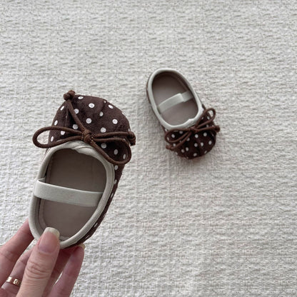 MyKids-USA® Baby Girl Faux Suede Dots Pattern Soft Sole Shoes