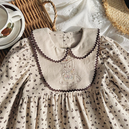 Arrival Autumn Girls Teddy Bear Embroidery and Floral Pattern Long Sleeves Dress, MyKids-USA®, Baby & Toddler Dresses, MyKids-USA -  -  -  -  -  -  - 