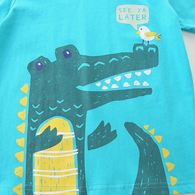 Summer Baby Kids Animals Cartoon Pattern T-shirt and Shorts Clothing Set for Boys, MyKids-USA®, Baby & Toddler Outfits, MyKids-USA -  -  -  -  -  -  - 