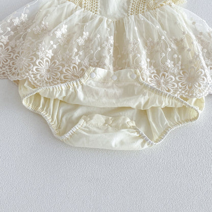 Design Summer Baby Kids Girls Sleeveless Lace Trim Bodysuit
