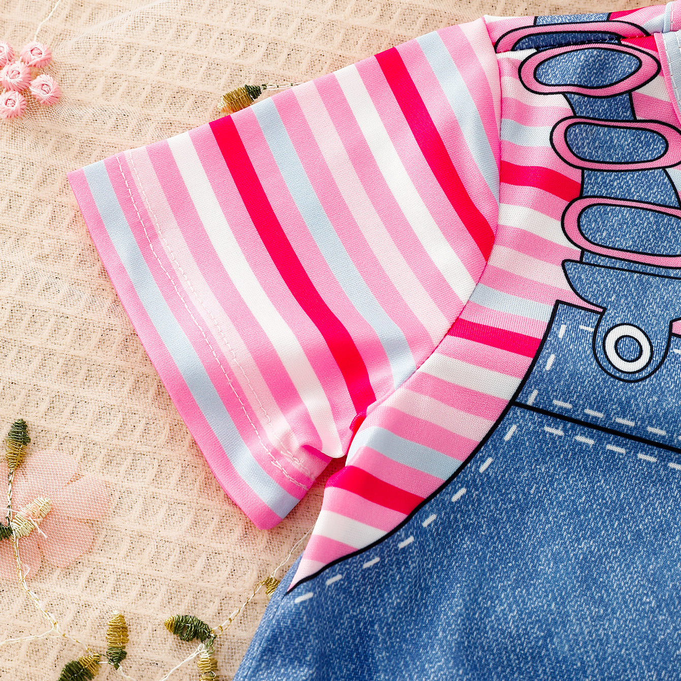 Design Summer Baby Kids Girls Short Sleeves Cartoon Pattern Rompers