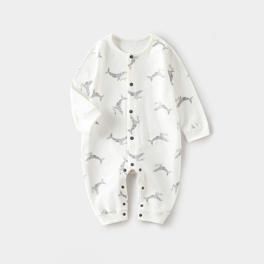 Spring Arrival Baby Unisex Long Sleeves Simple Pattern Rompers, MyKids-USA®, Baby One-Pieces, MyKids-USA - Size/Age - 66 (3-6M) - Color - White -  -  - TR2502282258-A.