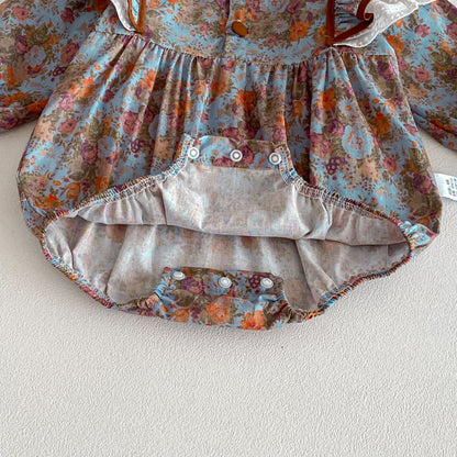 Spring and Autumn Arrival Baby Girls Long Sleeves Vintage Floral Bodysuit