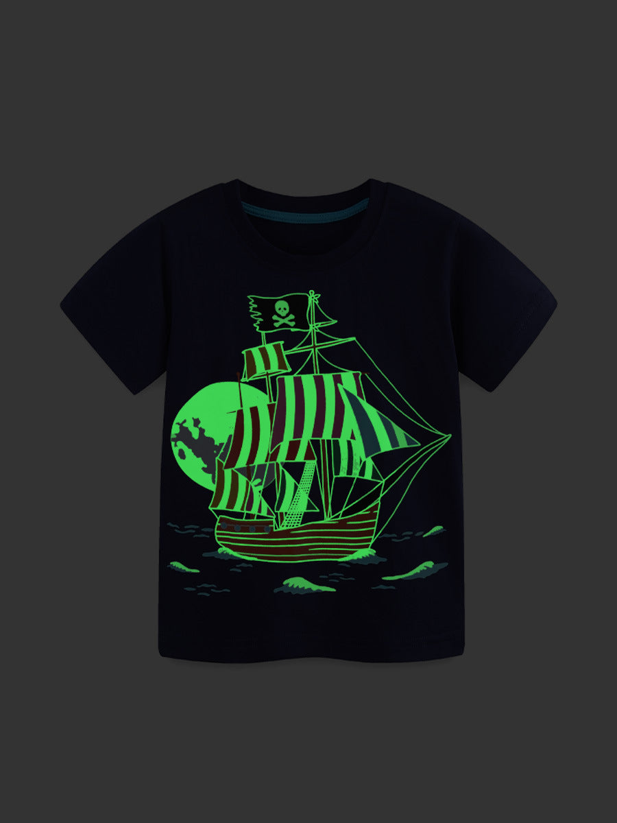 Summer Baby Kids Casual Cartoon Pattern T-shirt Clothing Set for Boys