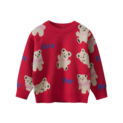 Colors Of Children Girls Knitted Cute Teddy Bear Pullover Sweater For Spring – Baby Clothing
