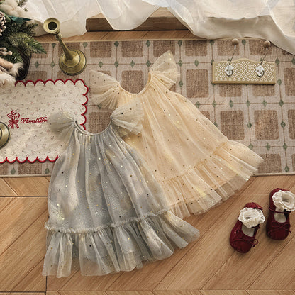 Summer Arrival Baby Girls Fly Sleeves Stars Pattern Tulle Dress, MyKids-USA®, Baby & Children's Dresses, MyKids-USA -  -  -  -  -  -  - .