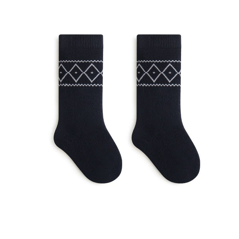 Autumn and Winter Baby Unisex Breathable Simple Argyle Pattern Warm Socks
