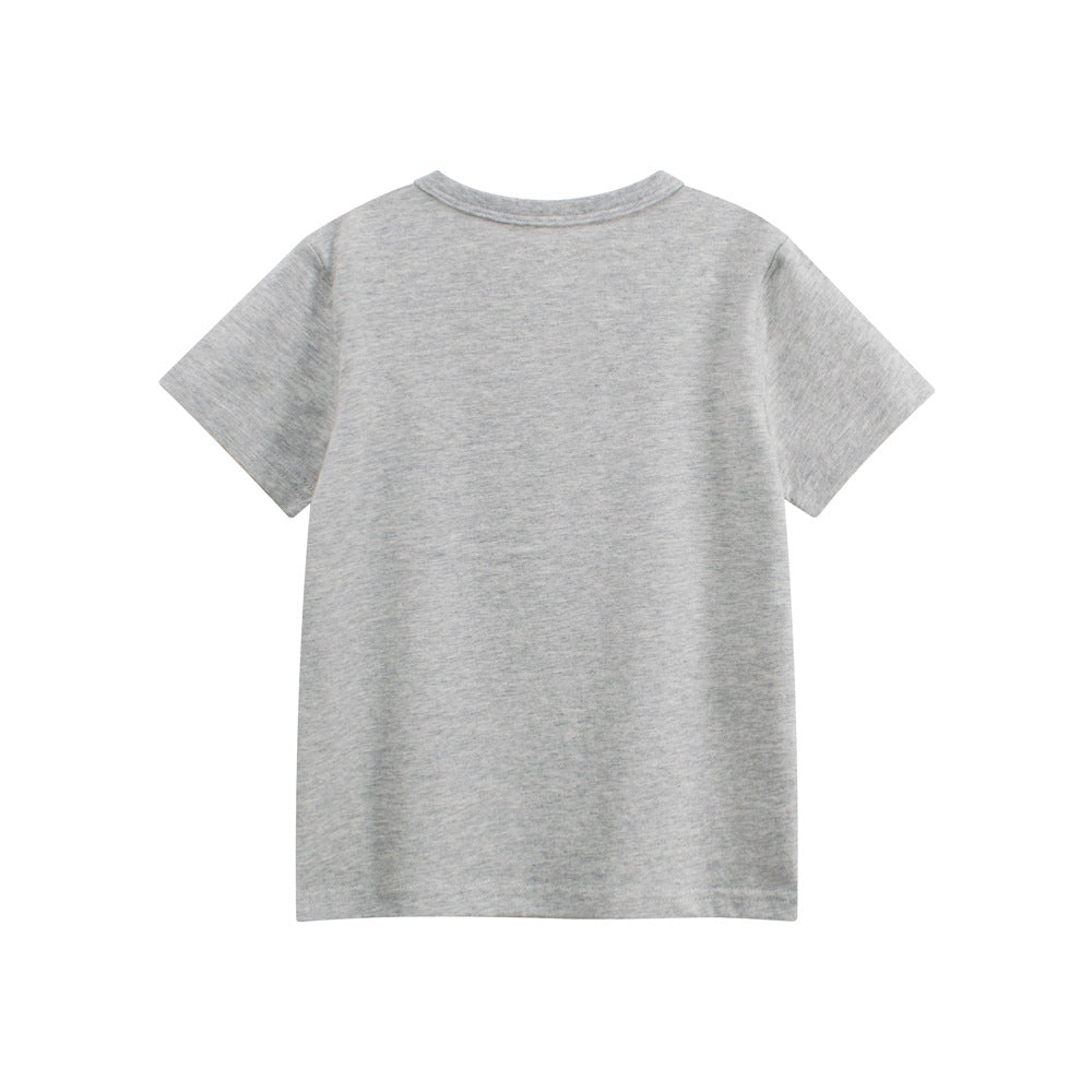 Summer Boys’ Cartoon and Letters Pattern Grey T-shirt in European and American Style, MyKids-USA®, T-Shirts, MyKids-USA -  -  -  -  -  -  - .