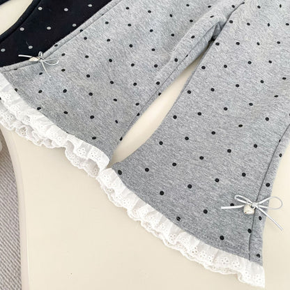 MyKids-USA® Autumn Arrival Baby Girls Dots Pattern Lace Trim Cute Pants