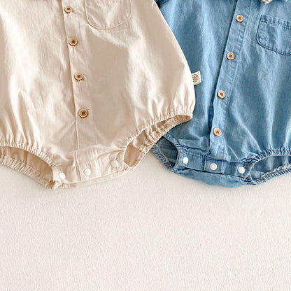 Summer Arrival Baby Boys Short Sleeves Solid Color Turn-down Bodysuit, MyKids-USA®, Bodysuits, MyKids-USA -  -  -  -  -  -  - .