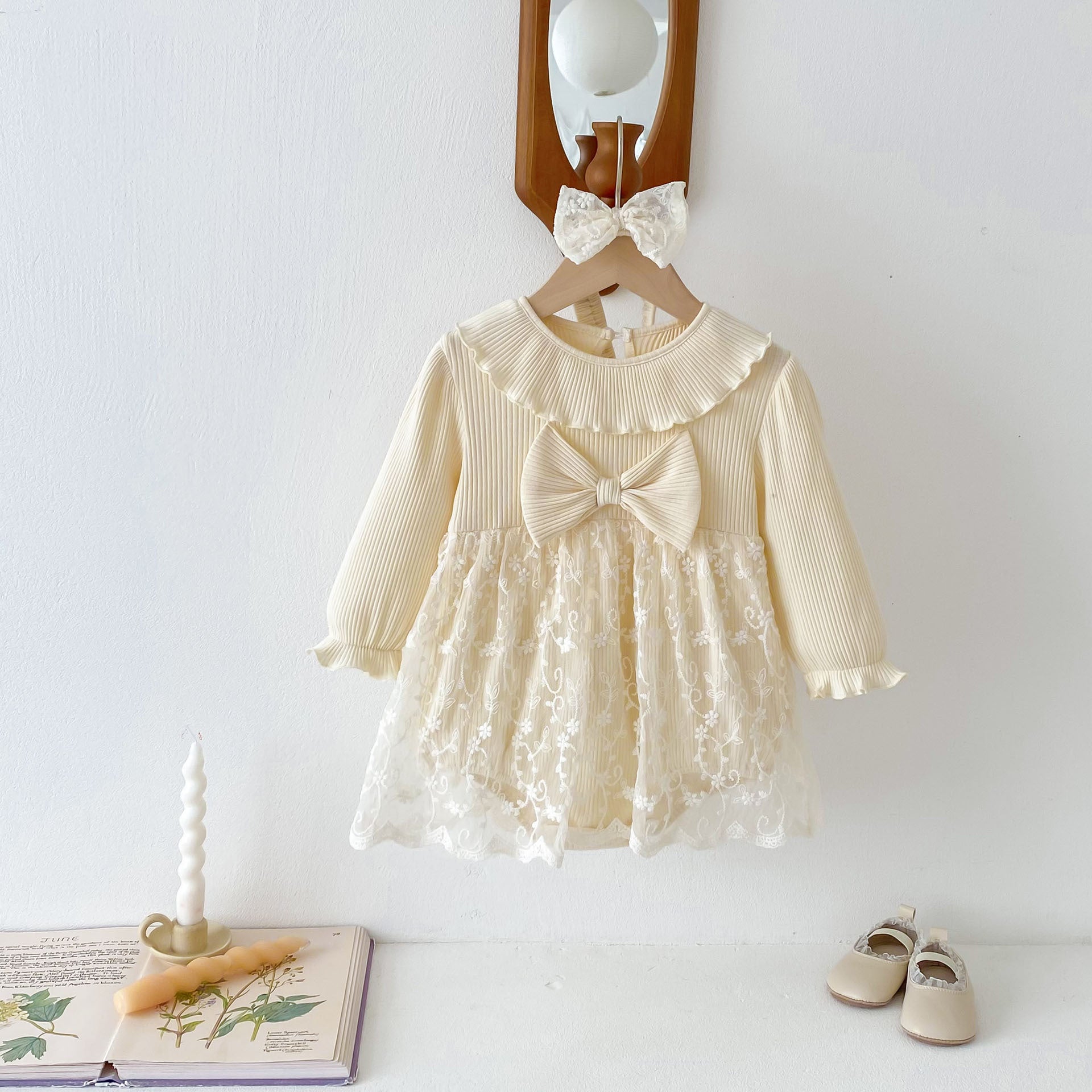 Spring Arrival Baby Girls Cute Floral Embroidered Tulle Long Sleeves Onesies, MyKids-USA®, Baby One-Pieces, MyKids-USA -  -  -  -  -  -  - 