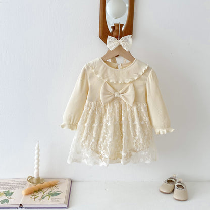 Spring Arrival Baby Girls Cute Floral Embroidered Tulle Long Sleeves Onesies, MyKids-USA®, Baby One-Pieces, MyKids-USA -  -  -  -  -  -  - 