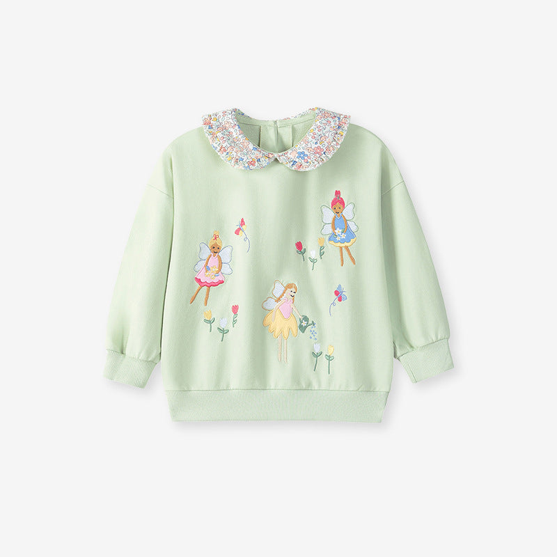 Spring and Autumn Girls Fairy Cartoon Pattern Long Sleeves Sweatshirt with Collar and Pink Pants Clothing Set, MyKids-USA®, Baby & Toddler Outfits, MyKids-USA -  -  -  -  -  -  - 