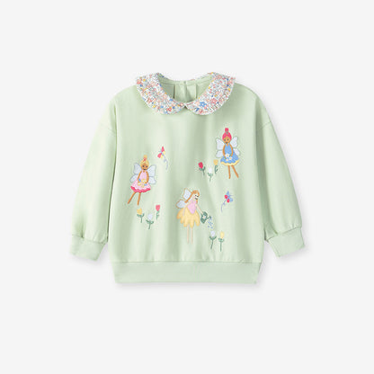 Spring and Autumn Girls Fairy Cartoon Pattern Long Sleeves Sweatshirt with Collar and Pink Pants Clothing Set, MyKids-USA®, Baby & Toddler Outfits, MyKids-USA -  -  -  -  -  -  - 