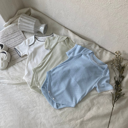 Summer Arrival Baby Short Sleeves Hollow-out Pattern Bodysuit