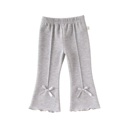 Arrival Baby Kids Girls Solid Color Butterfly-bows Decorated Flared Pants, MyKids-USA®, Baby & Toddler Bottoms, MyKids-USA - Size/Age - 73 (6-9M) - Color - Grey -  -  - TR2603032243-C.