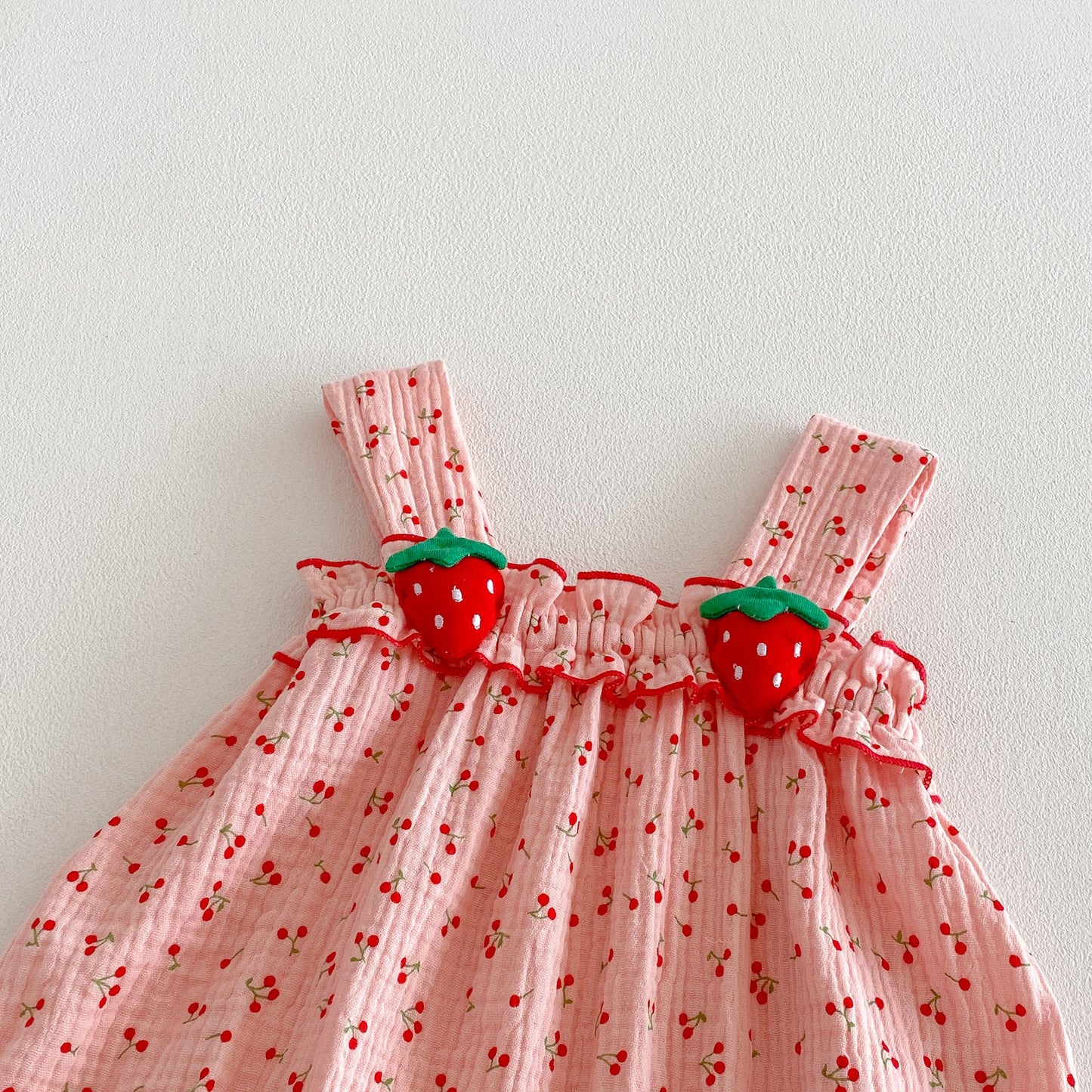 Design Summer Baby Kids Girls Pink Sleeveless Fruits Pattern Strap Bodysuit, MyKids-USA®, Baby One-Pieces, MyKids-USA -  -  -  -  -  -  - .