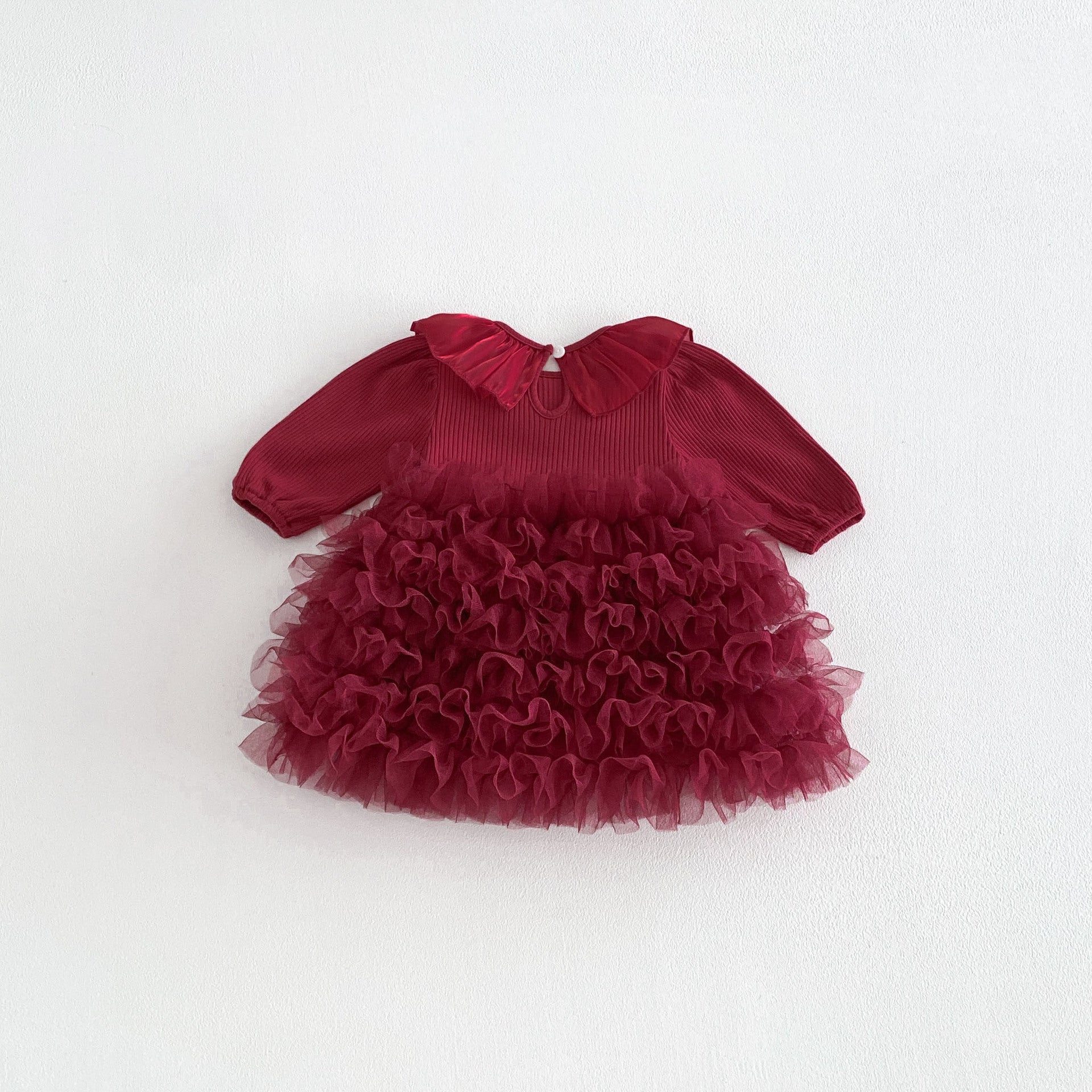 Spring Arrival Baby Girls Long Sleeves Tulle Decorated Plain Onesies Dress, MyKids-USA®, Baby & Toddler Dresses, MyKids-USA -  -  -  -  -  -  - .