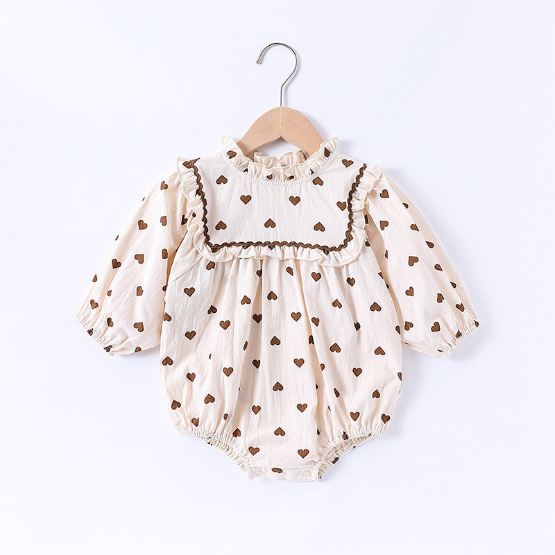 Spring Arrival Baby Girls Long Sleeves Simple Heart Pattern Onesies, MyKids-USA®, Baby One-Pieces, MyKids-USA - Size/Age - 66 (3-6M) - Color - Apricot -  -  - TR2502282330-A