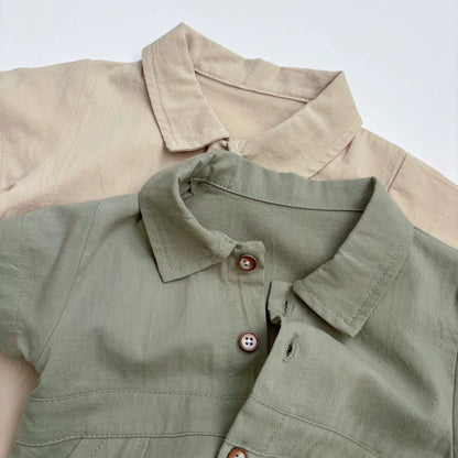 Summer Arrival Baby Boys Casual Solid Color Single Breasted Short Sleeves Rompers, MyKids-USA®, Baby One-Pieces, MyKids-USA -  -  -  -  -  -  - 