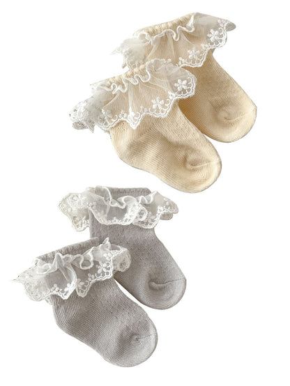 Summer Thin Breathable Mesh Socks For Girls: Baby Girls’ Princess Socks With Lace Trim